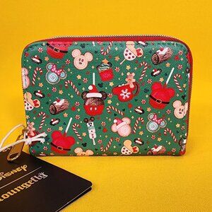 Loungefly Disney Mickey Mouse Holiday Christmas Sweet Treats Zip Wallet NEW